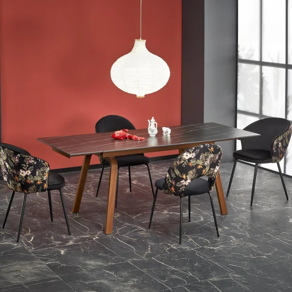 Tavolo allungabile 140/200cm effetto marmo nero rovere scuro Rinaldo