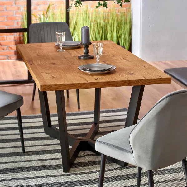 Tavolo allungabile 160/250cm design moderno rovere rustico nero Ridge