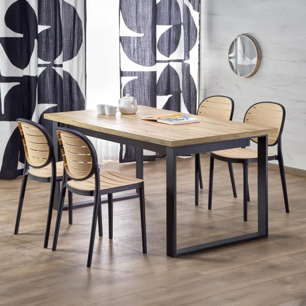 Tavolo allungabile 160/310cm da pranzo industrial rovere wotan nero Think