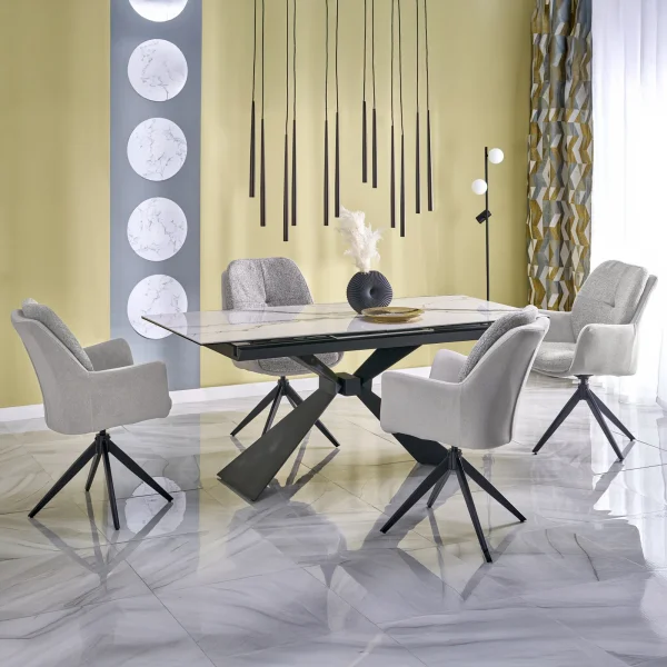 Tavolo allungabile 180/230cm effetto marmo bianco nero Silvano