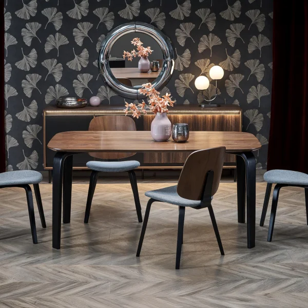 Tavolo da pranzo 169x90cm moderno rovere noce nero Basilia