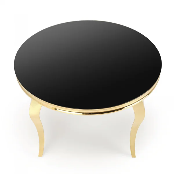 Tavolo da pranzo rotondo 120cm vetro nero cromato oro Selim