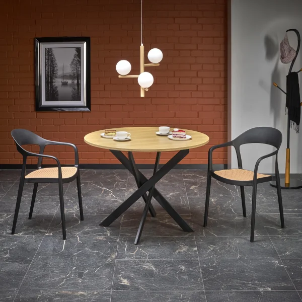 Tavolo rotondo 100x100cm moderno rovere nero Dormelada