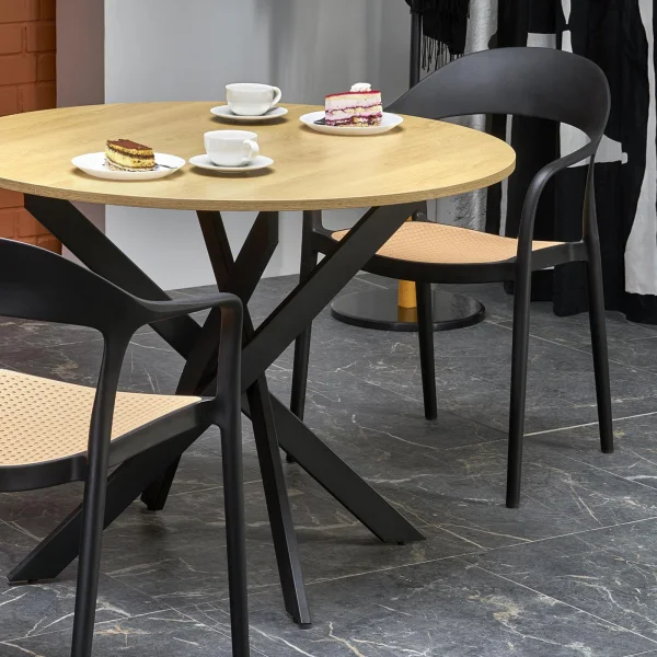 Tavolo rotondo 100x100cm moderno rovere nero Dormelada