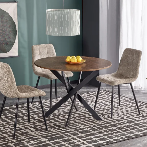 Tavolo rotondo 100x100cm moderno noce nero Dormelada