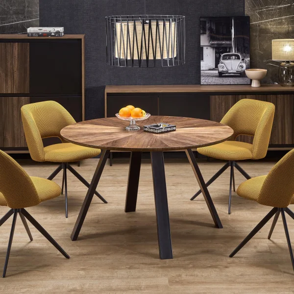 Tavolo rotondo 120x120cm moderno rovere noce nero Camomilla