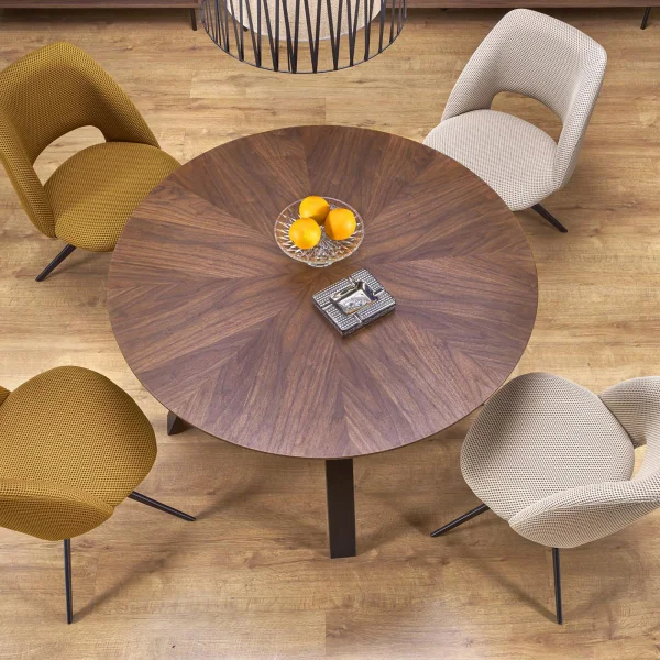 Tavolo rotondo 120x120cm moderno rovere noce nero Camomilla
