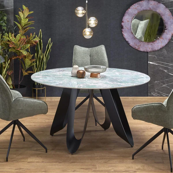 Tavolo rotondo 135x135cm moderno marmo verde nero Marmolada