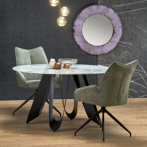 Tavolo rotondo 135x135cm moderno marmo verde nero Marmolada