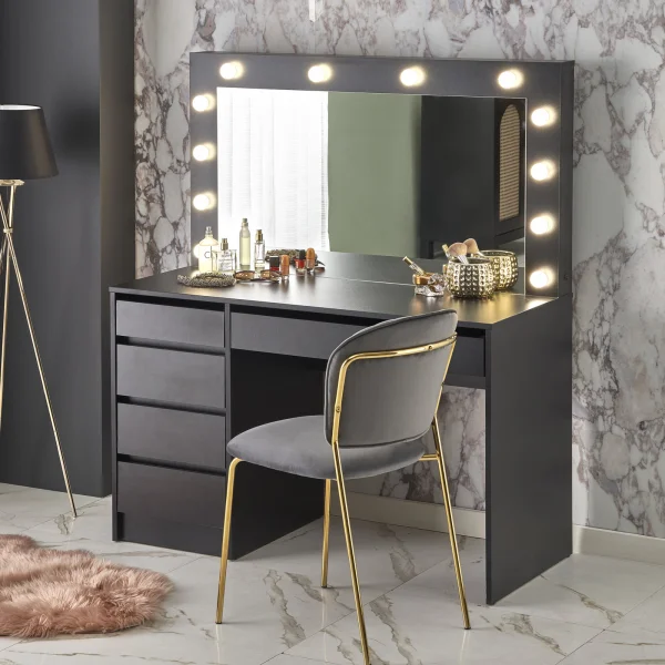Toeletta da trucco con specchio 120x140cm con LED nero Cherie