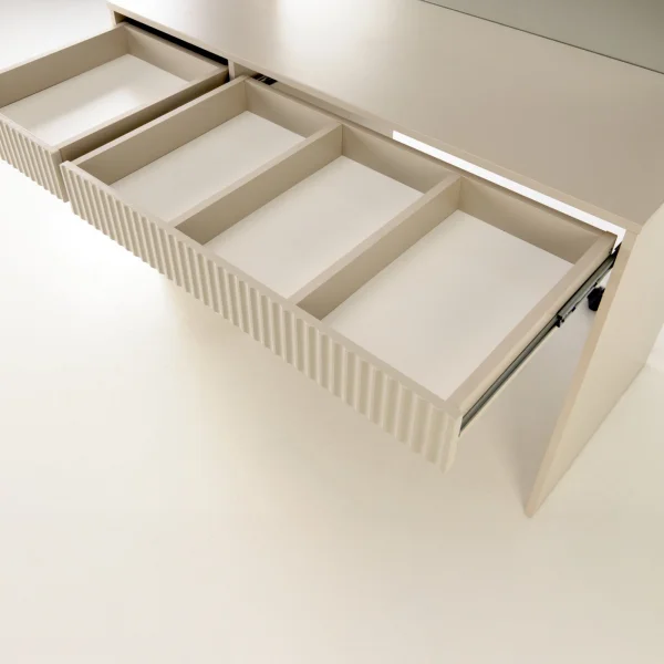 Toeletta da trucco con specchio 120x55cm con LED cashmere beige Aveline