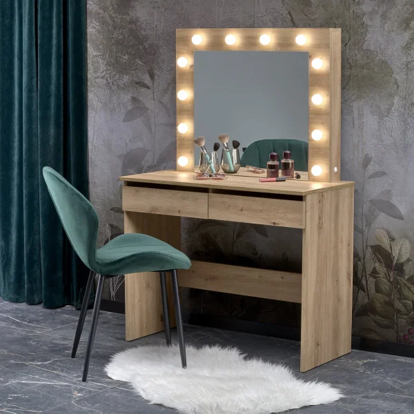 Toeletta da trucco con specchio 94x140cm con LED rovere Bloom