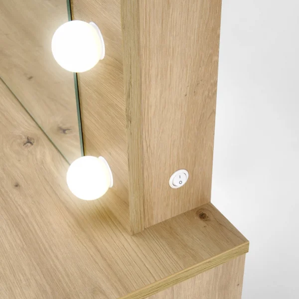 Toeletta da trucco con specchio 94x140cm con LED rovere Bloom