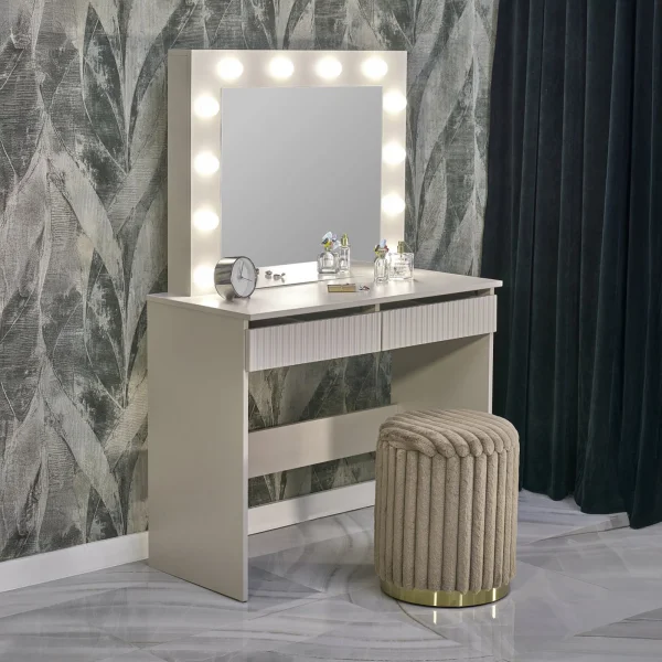 Toeletta da trucco con specchio 94x43cm con LED cashmere beige Dama