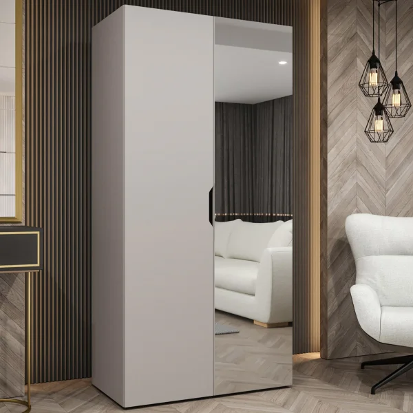 Armadio 100x202 2 ante con specchio beige cashmere Valencia