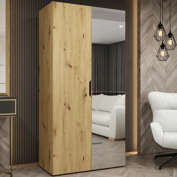 Armadio 100x202 2 ante con specchio rovere Valencia