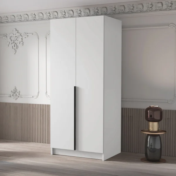 Armadio 100x215h cm 2 ante bianco lucido nero Glammy 2