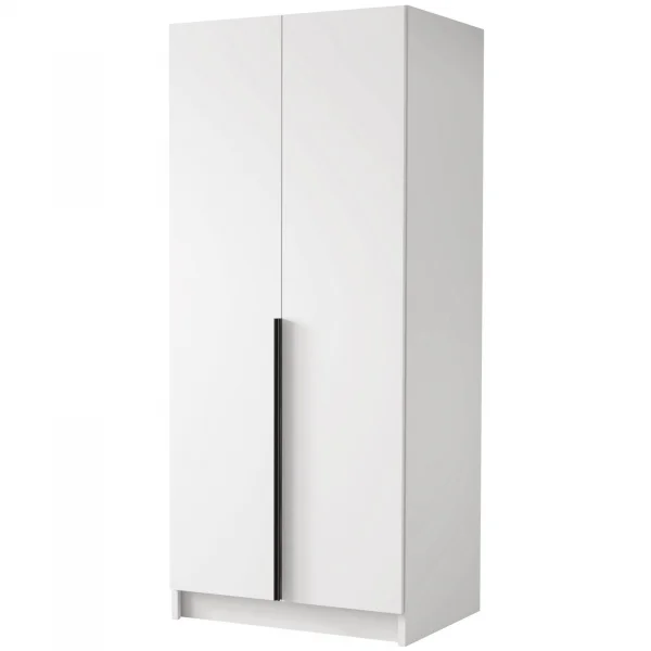 Armadio 100x215h cm 2 ante bianco lucido nero Glammy 2