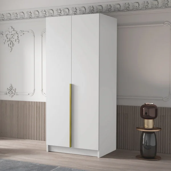 Armadio 100x215h cm 2 ante bianco lucido oro Glammy 2