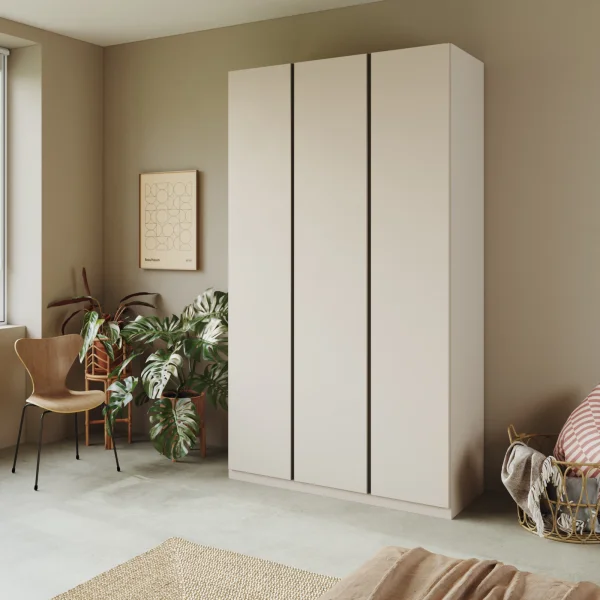 Armadio 138x240h cm 3 ante battenti beige cashmere antracite Blossy