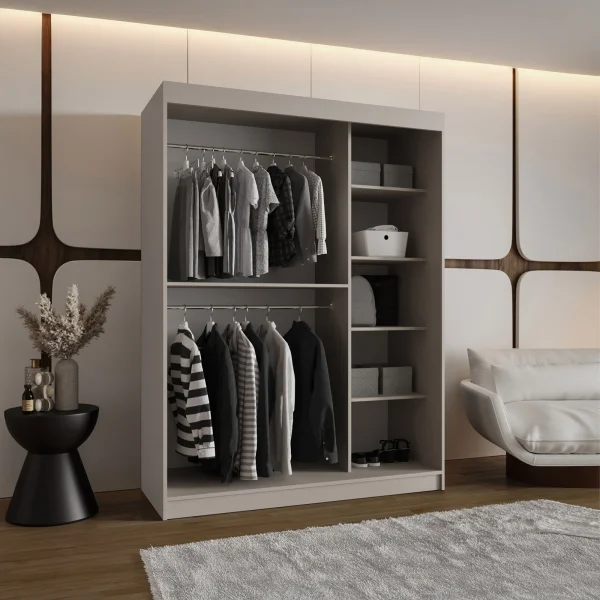 Armadio 150x200h cm 2 ante scorrevoli vetrate beige cashmere Elmor