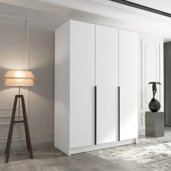 Armadio 150x215h cm 3 ante bianco lucido nero Glammy 3