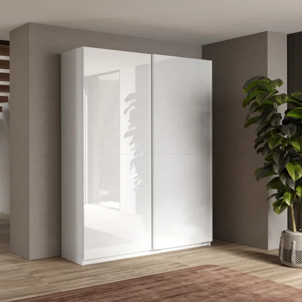 Armadio 180x230h cm 2 ante scorrevoli bianco lucido Clappy