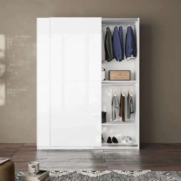 Armadio 180x230h cm 2 ante scorrevoli bianco lucido Clappy