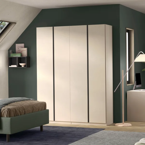 Armadio 183x240h cm 4 ante battenti beige cashmere antracite Blossy