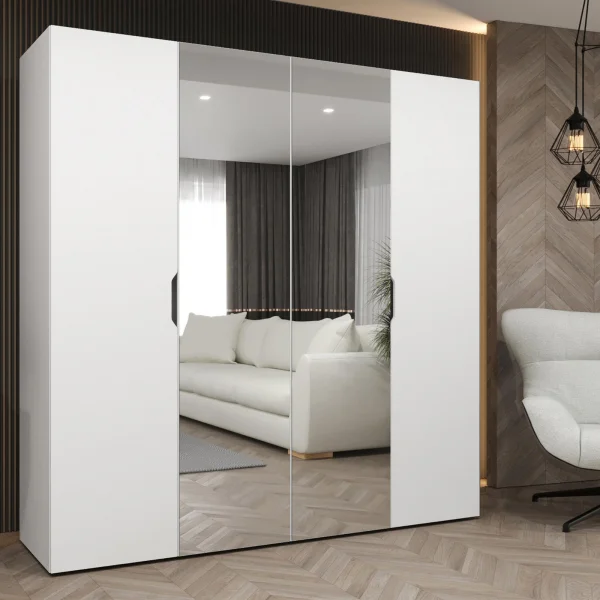 Armadio 200x202 4 ante con specchio bianco opaco Valencia