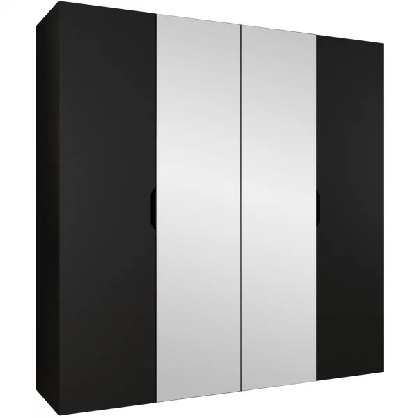Armadio 200x202 4 ante con specchio nero opaco Valencia
