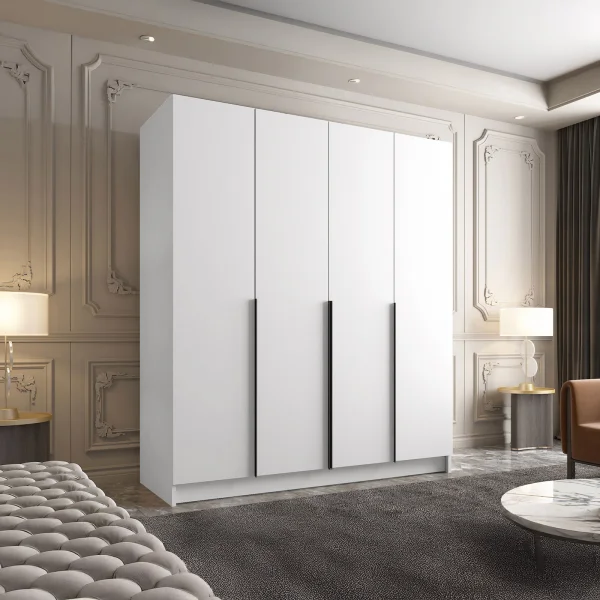 Armadio 200x215h cm 4 ante bianco lucido nero Glammy 4