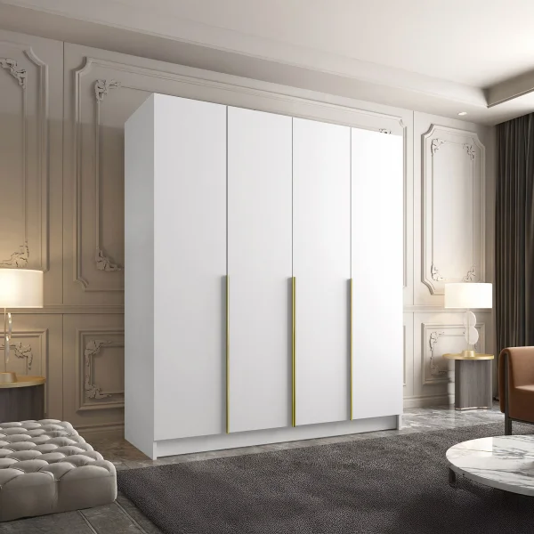 Armadio 200x215h cm 4 ante bianco lucido oro Glammy 4