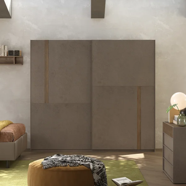 Armadio 220x240cm 2 ante scorrevoli marrone bronzo rovere scuro Riace