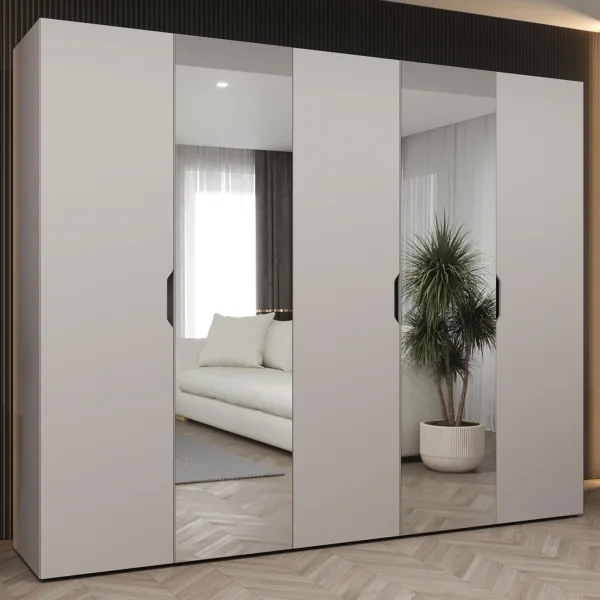 Armadio 250x202 5 ante con specchio beige cashmere Valencia
