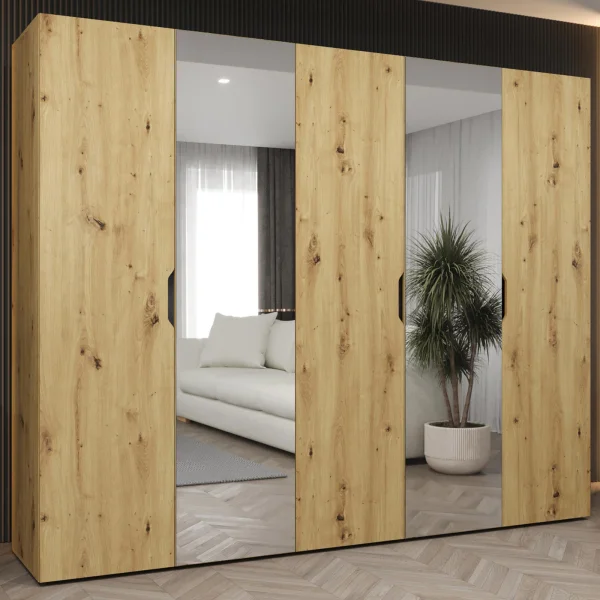 Armadio 250x202 5 ante con specchio rovere Valencia