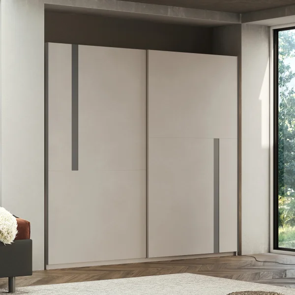 Armadio 275x240cm 2 ante scorrevoli beige cashmere antracite Riace