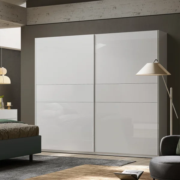 Armadio 275x240cm 2 ante scorrevoli bianco lucido Gassy - Sparkly