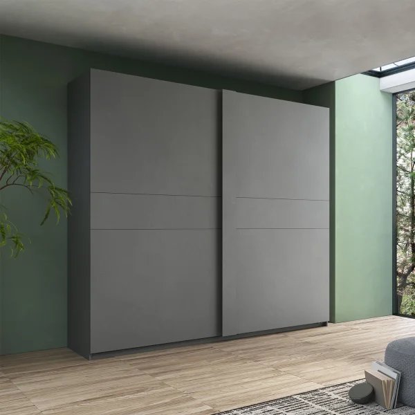 Armadio 275x240cm 2 ante scorrevoli grigio scuro Fummy