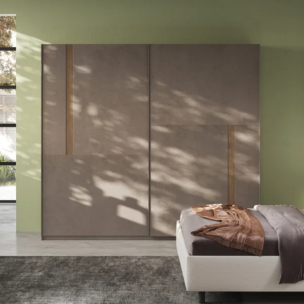 Armadio 275x240cm 2 ante scorrevoli marrone bronzo rovere scuro Riace