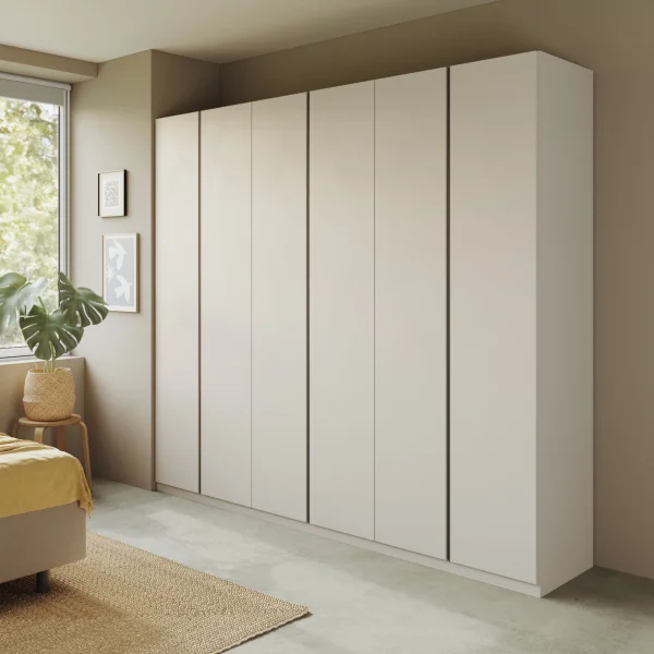 Armadio 275x240h cm 6 ante battenti beige cashmere antracite Blossy