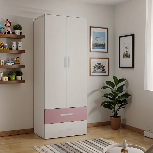 Armadio 80x200h cm 2 ante e 2 cassetti cashmere rosa Colorful