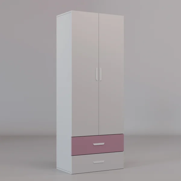 Armadio 80x200h cm 2 ante e 2 cassetti cashmere rosa Colorful