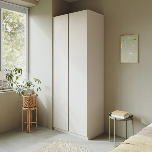 Armadio 92x240h cm 2 ante battenti beige cashmere antracite Blossy
