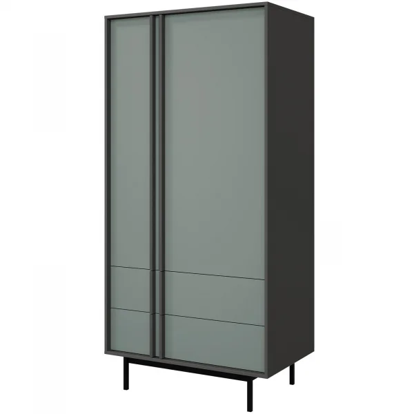Armadio 93x195 cm 2 ante 2 cassetti antracide verde Essenzia