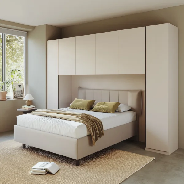 Armadio a ponte 330x240h cm 6 ante battenti beige cashmere antracite Blossy