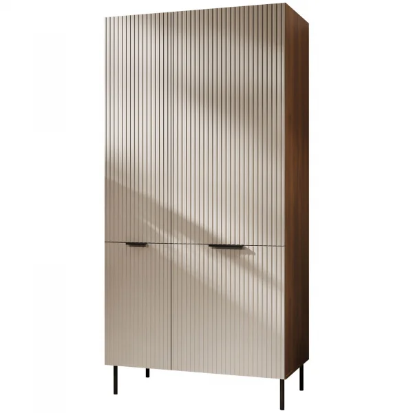 Armadio soggiorno 90x168h cm 4 ante beige cashmere noce Serenia