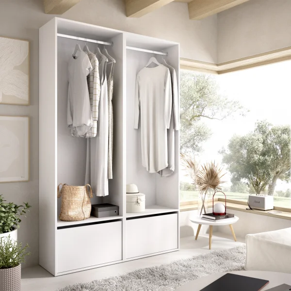 Cabina armadio 120x205h cm con scarpiera bianco rovere Vixa