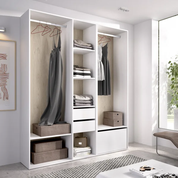 Cabina armadio 158x205h cm con 2 cassetti e scarpiera bianco rovere Vixa