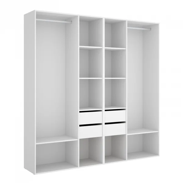Cabina armadio 196x205h cm con 4 cassetti bianco rovere Vixa